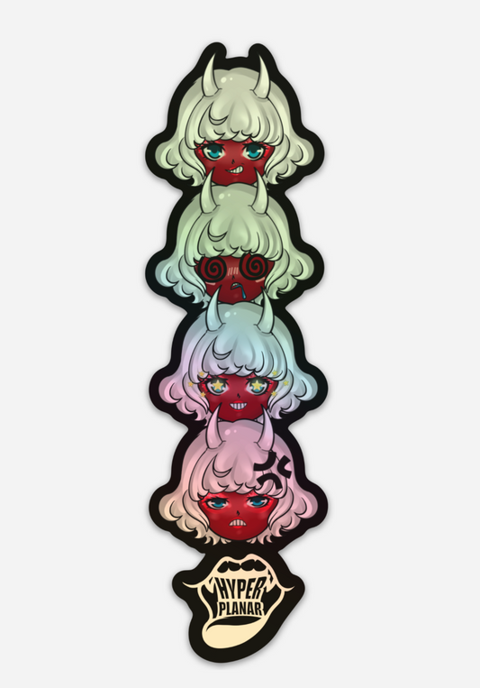 Chibi Oni Aries holographic sticker