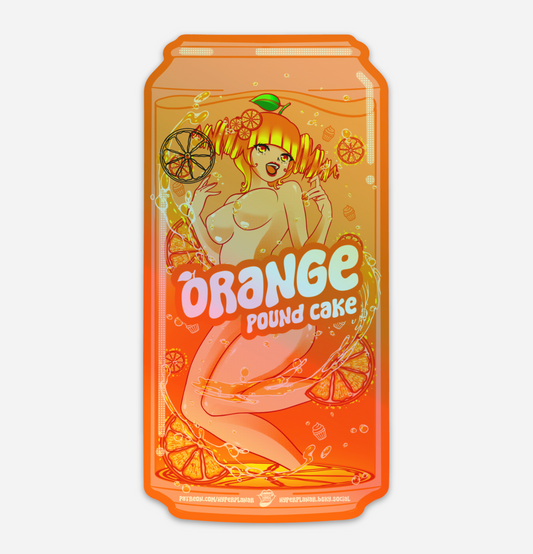 Orange pound cake holographic sticker