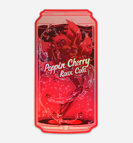 Poppin cherry roux cola holographic sticker