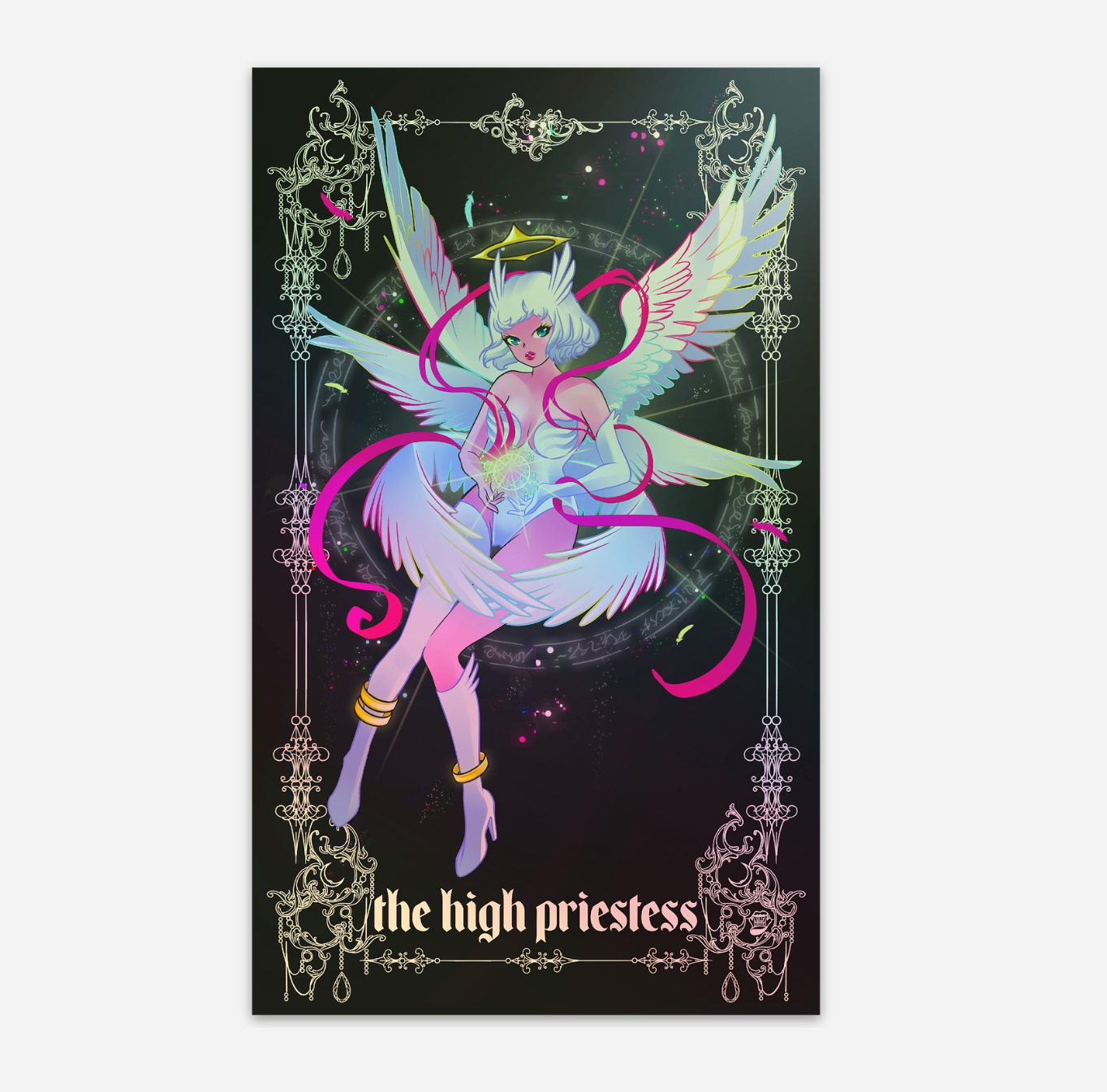 The high priestess holographic tarot sticker
